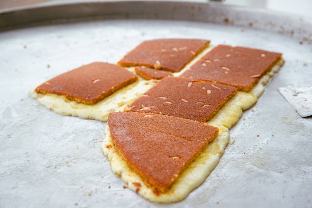 Beirut, Local Delicacy, Delicious, Sweet Food - A Traditional Arabic Cheese Dessert Soaked in Sugar Syrup