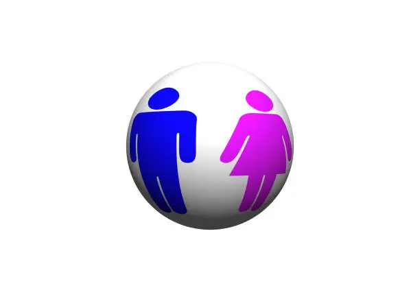 ball with man and woman on white background