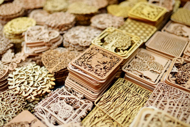 istock Wooden kitchenware and decorations sold on Easter market in Vilnius. 1133623179