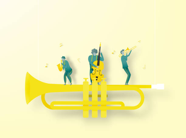 istock Man play saxophone in dribble and paper art 1133624902