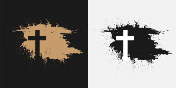 christliches kreuz, symbol des todes und der erlösung. - thai culture thailand painted image craft product stock-grafiken, -clipart, -cartoons und -symbole