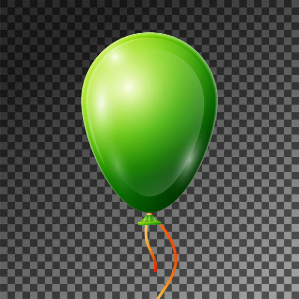istock Realistic Green Balloon with ribbon isolated on transparent background. Vector illustration of shiny colorful glossy balloon for Birthday party 1133625194
