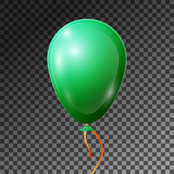 istock Realistic Emerald Balloon with ribbon isolated on transparent background. Vector illustration of shiny colorful glossy balloon for Birthday party 1133625199