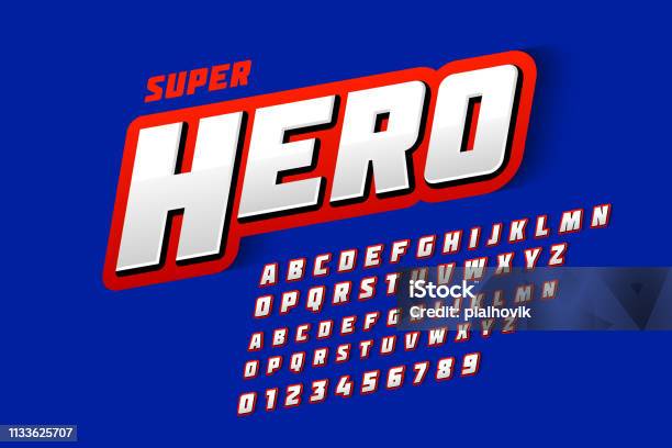 Police De Style Comics Vecteurs libres de droits et plus d'images vectorielles de Super-héros - Super-héros, Police de caractère, Forme tridimensionnelle
