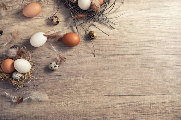 istock Background of eggs on rustic wooden 1133627717