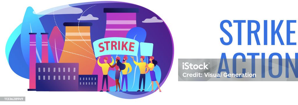 Strike Action Sign Strike Action Concept Banner Header Stock Illustration - Download Image ...