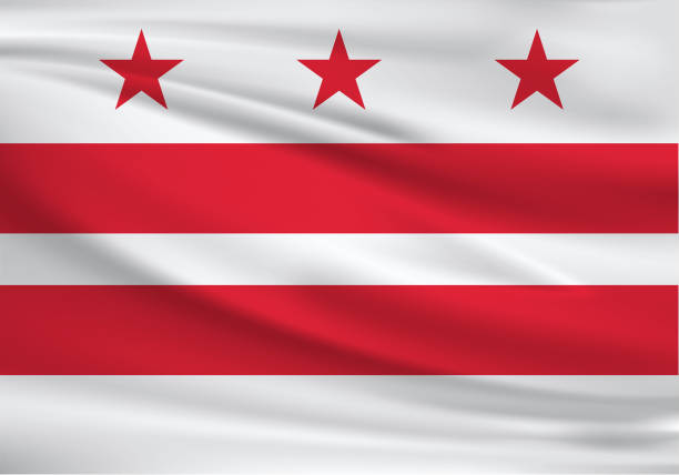 flaga waszyngtona machająca - flag of washington stock illustrations