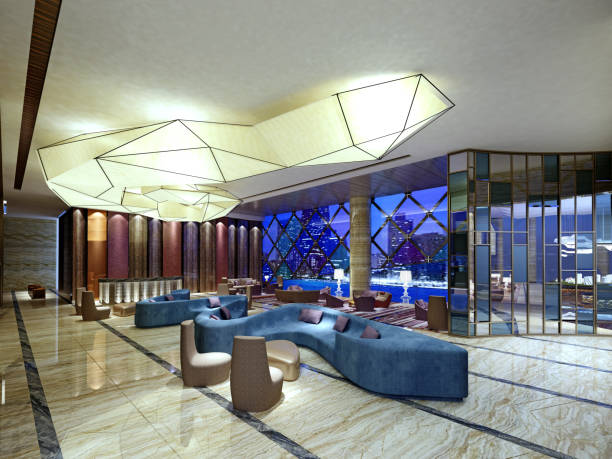 istock 3d render of luxury hotel lobby and reception 1133631170