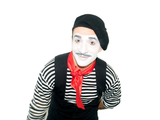 istock happy mime with red bow isolated on white background 1133634745