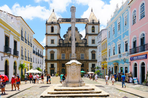 a igreja de são francisco no pelourinho, salvadore, bahia, brasil. - igreja de são francisco bahia - fotografias e filmes do acervo