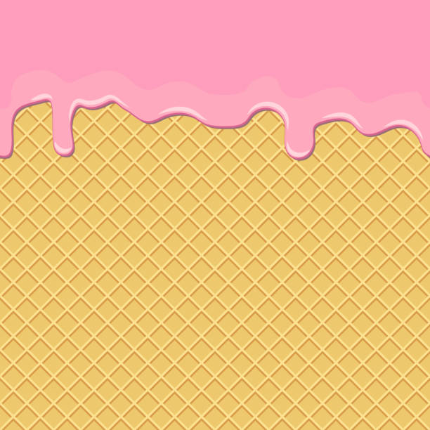 현재 핑크 크림 와플 - backgrounds candy ice cream dessert stock illustrations