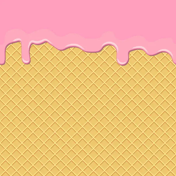 Vector illustration of Waffles with the current pink cream