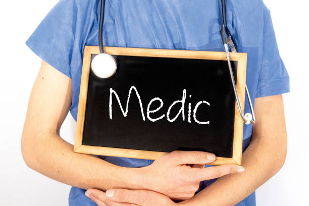 istock Doctor shows information on blackboard: medic.  Medical concept. 1133638056