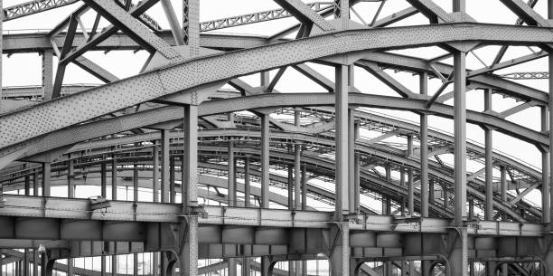 elbe bridges in hamburg, germany - konstruktion imagens e fotografias de stock