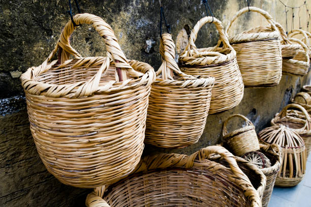basket, wickerwork, market, tradition, selling