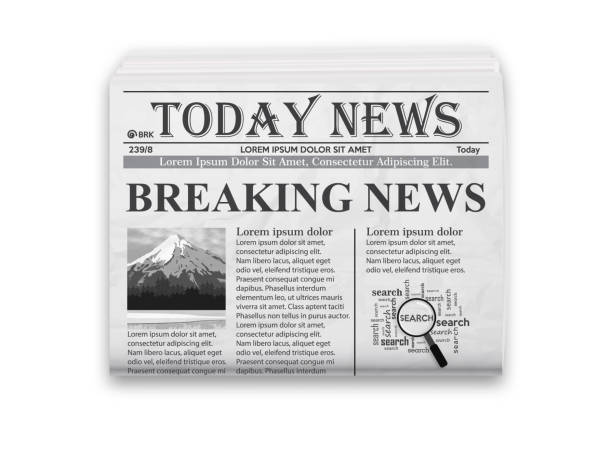 Realistic vector illustration of black and white newspaper layout. Realistic vector illustration of black and white newspaper layout. Vector illustration. newspapers vector stock illustrations