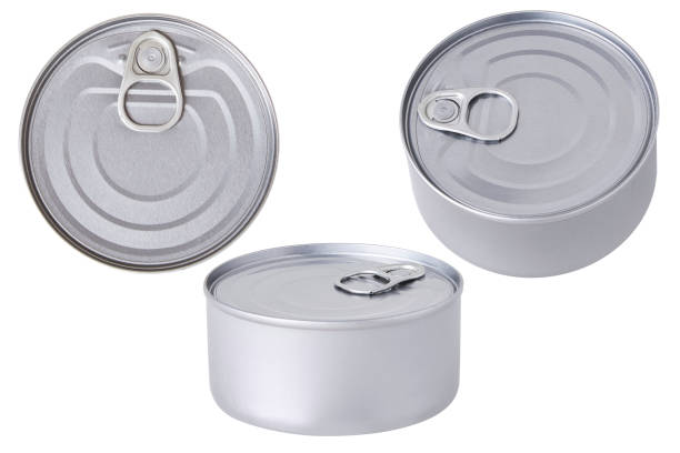 la lattina bianca può essere isolata - can canned food container cylinder foto e immagini stock