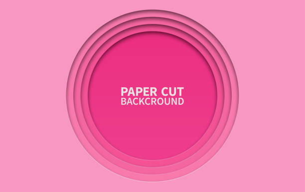 Circle paper cut background. Wavy pink layers. Abstract realistic paper design. Trendy carving art. 3d relief. Circle paper cut background. Wavy pink layers. Abstract realistic paper design. Trendy carving art. 3d relief layered artwork stock illustrations