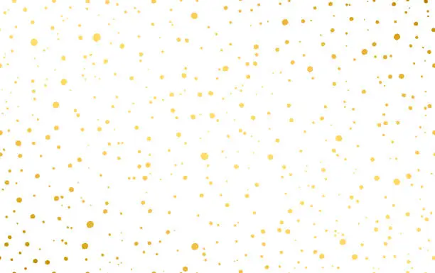 Vector illustration of Dynamic dot pattern in gold. Randomly disposed spots. Golden dots background.