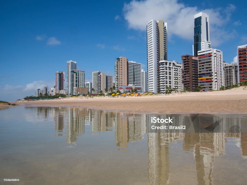 Recife Boa Viagem Beach View of the Boa Viagem beach skyline from the Praia do Pina beach Brazil Stock Photo