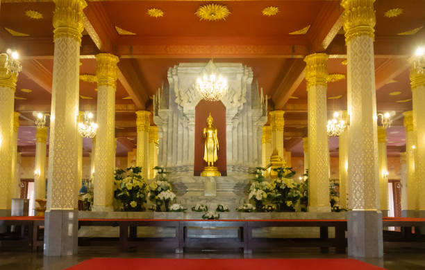 istock Interior Buddhist Temple hall in Thailand 1133649000