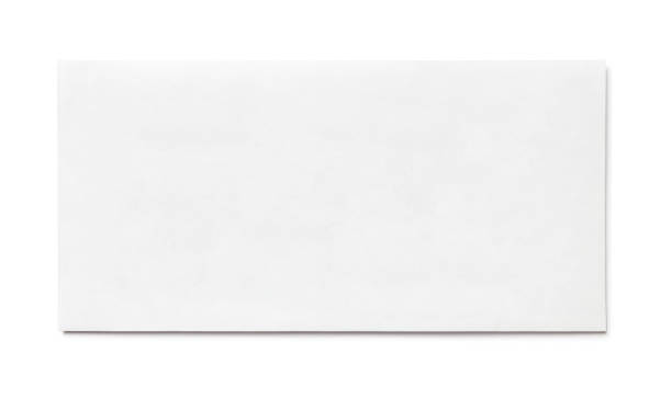 White envelope isolated. Simple blank white envelope isolated, front view. The narrow long size. envelope stock pictures, royalty-free photos & images