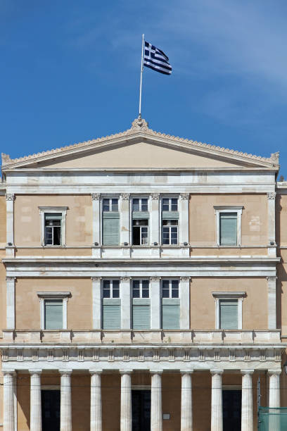 istock Old building facade with Greek flag 1133659887
