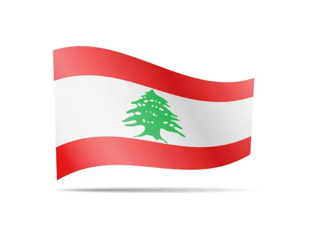 Vector illustration of Waving Lebanon flag in the wind. Flag on white vector illustration