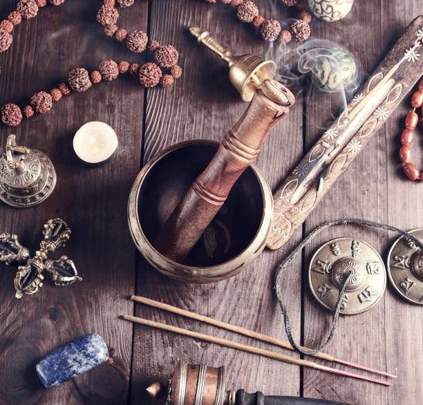 istock tibetan religious objects for meditation and alternative medicine 1133661576