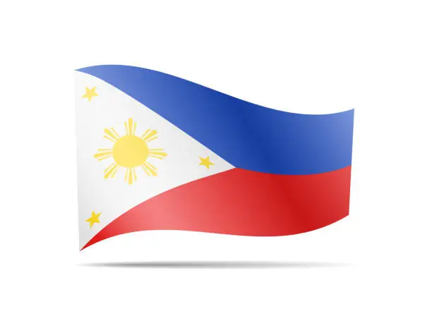 Vector illustration of Waving Philippines flag in the wind. Flag on white vector illustration