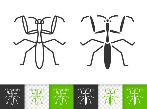 Vector illustration of Mantis insect bug simple black line vector icon