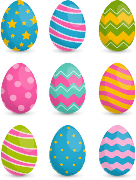 Easter Eggs Colorful Easter Eggs animal stage stock illustrations