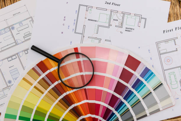 istock House project with colour swatch and magnifying glass 1133670700