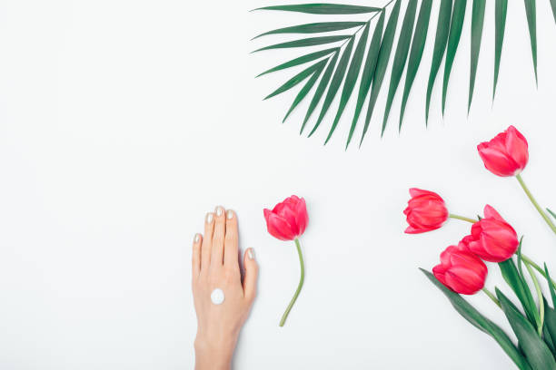 istock Flat lay arrangement of woman's hands 1133671457