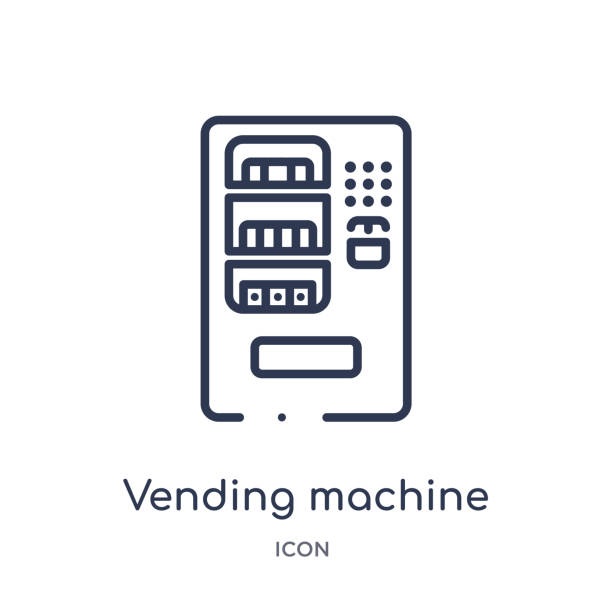 Linear vending machine icon from Hotel and restaurant outline collection. Thin line vending machine icon isolated on white background. vending machine trendy illustration Linear vending machine icon from Hotel and restaurant outline collection. Thin line vending machine icon isolated on white background. vending machine trendy illustration vending machine stock illustrations