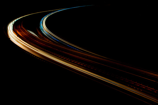 Car Light trails on the intersection road in istanbul