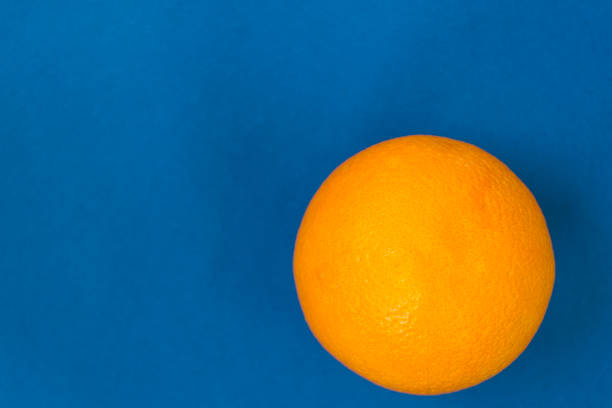 istock One orange on a blue background. There is a place for text. 1133674087