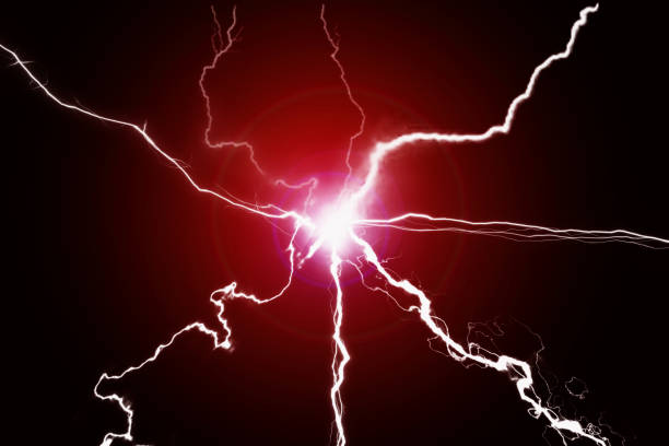 istock Red energy with electrical electricity plasma power crackling fusion 1133676973