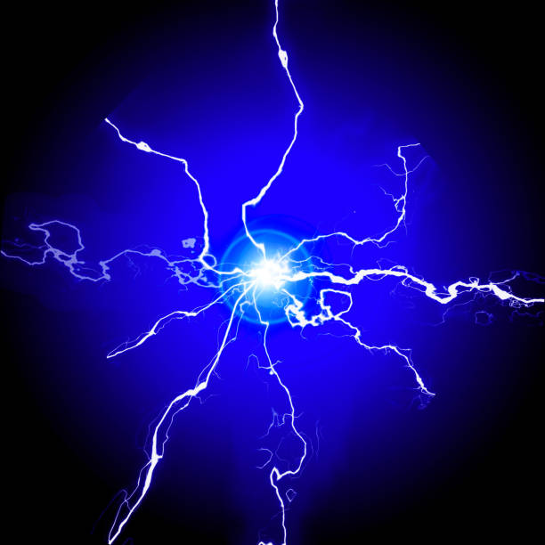 istock Blue electricity or plasma energy power on dark background 1133676977