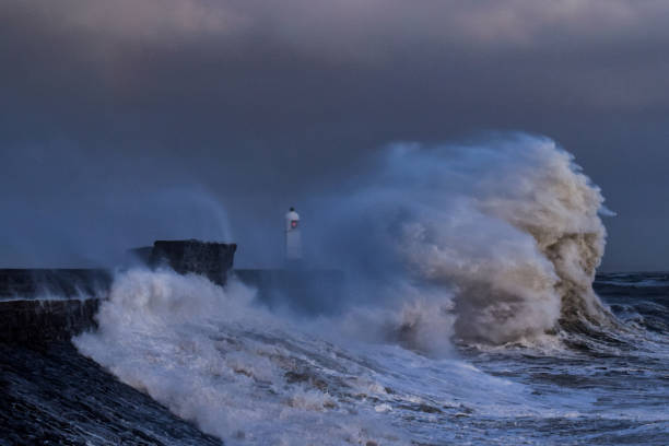 istock Storm Freya lashes Porthcawl lighthouse 1133677592