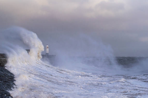 istock Storm Freya lashes Porthcawl lighthouse 1133677606