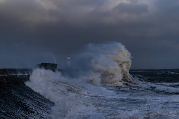 istock Storm Freya lashes Porthcawl lighthouse 1133677696