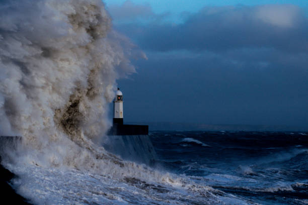 istock Storm Freya lashes Porthcawl lighthouse 1133677753