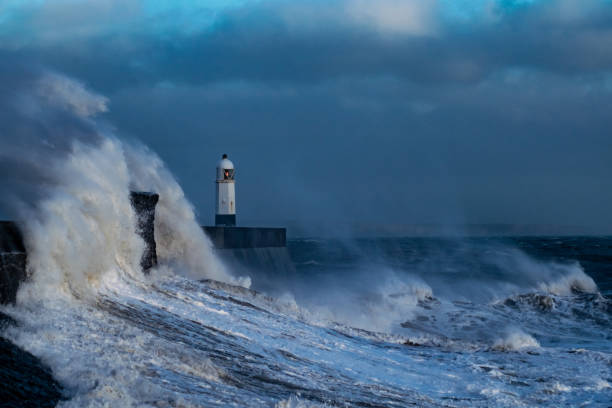 istock Storm Freya lashes Porthcawl lighthouse 1133677839
