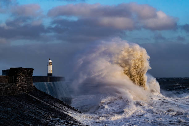 istock Storm Freya lashes Porthcawl lighthouse 1133677902