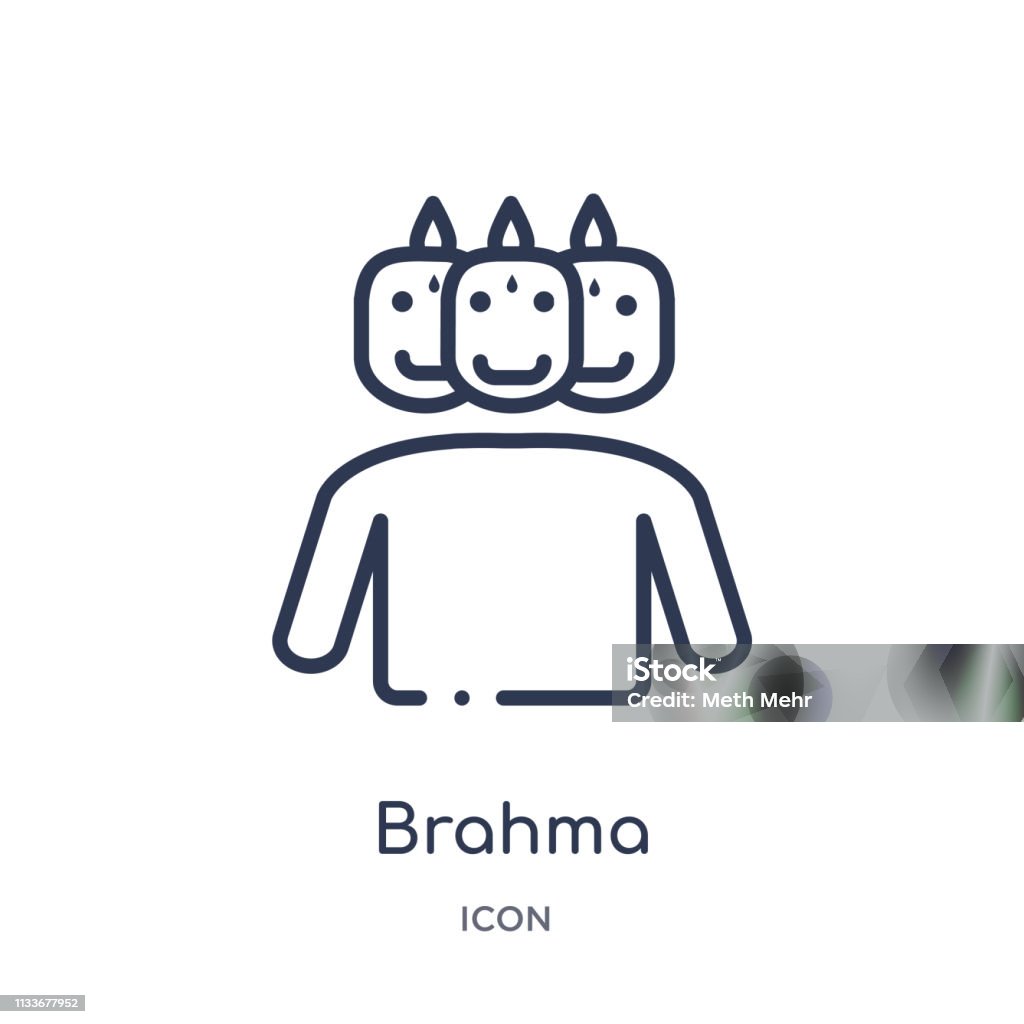Linear brahma icon from India outline collection. Thin line brahma icon isolated on white background. brahma trendy illustration Culture of India stock vector