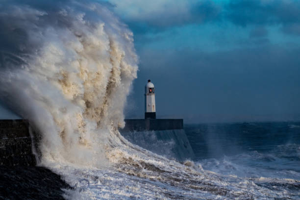 istock Storm Freya lashes Porthcawl lighthouse 1133678010