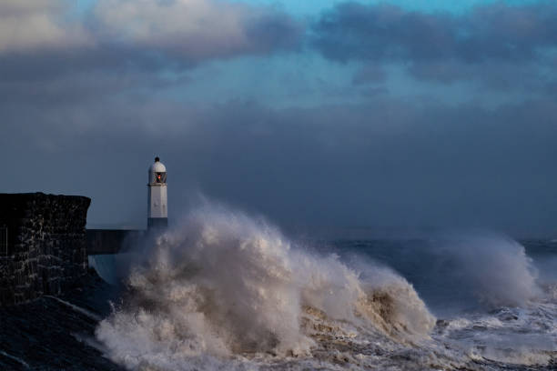 istock Storm Freya lashes Porthcawl lighthouse 1133678017