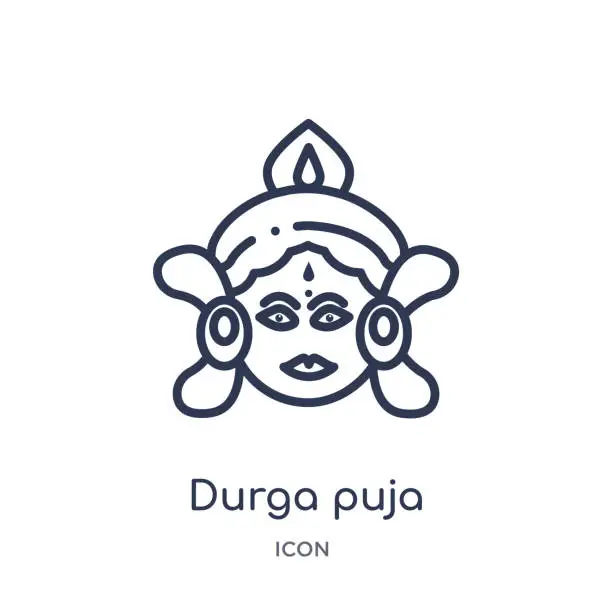 Vector illustration of Linear durga puja icon from India outline collection. Thin line durga puja icon isolated on white background. durga puja trendy illustration