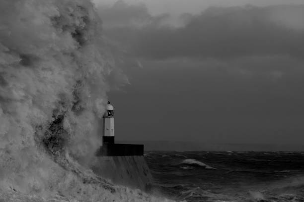 istock Storm Freya lashes Porthcawl lighthouse 1133678598